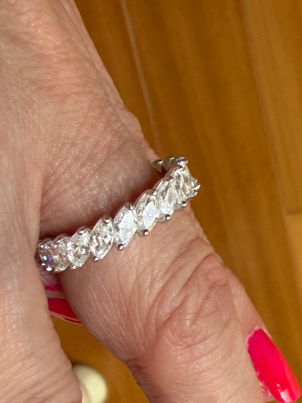 Elegant,  Marquise cut, 3ct Eternity Band - 925 silver